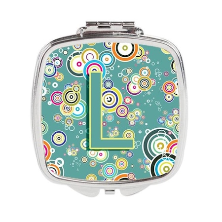 Carolines Treasures Carolines Treasures CJ2015-LSCM Letter L Circle Circle Teal Initial Alphabet Compact Mirror CJ2015-LSCM